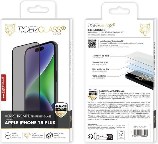 Produktbild Tiger Glas-Folie Recycelt, Privacy (1 Stück, Apple iPhone 15 Plus)