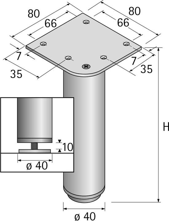 Actual product image Hettich Piedi per mobili Lano RO