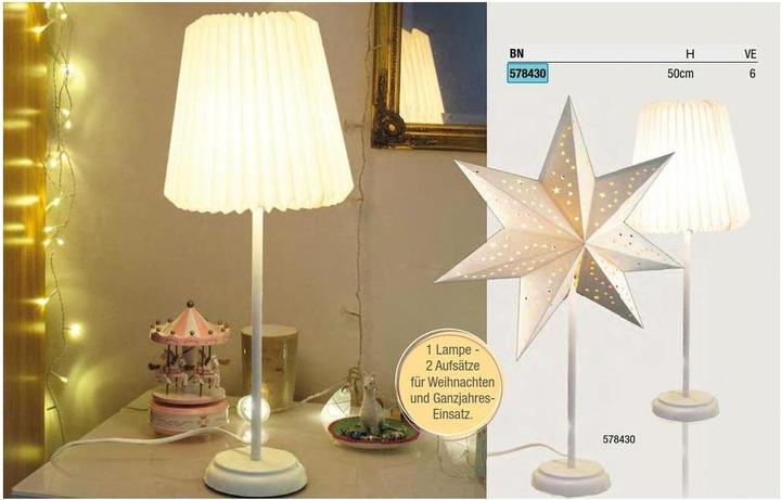 Produktbild Hellum Tischlampe mit Wechselschirm Weihnachten Papierstern order Design Papier-Lampenschirm, Weiss