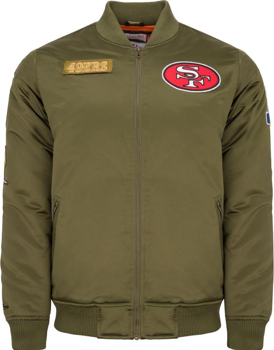 Actual product image Mitchell & Ness M&N Satin Bomber Jacket - PATCHES San Francisco 49ers - M (M)