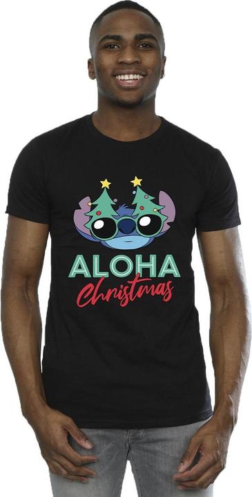 Actual product image Disney Mens Lilo And Stitch Christmas Tree Shades T-Shirt (L)