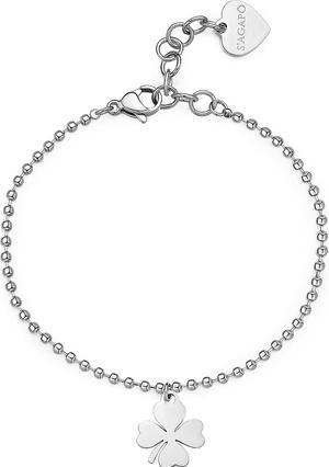 Sagapo S'Agapõ - Popular steel bracelet with four-leaf clover Smile SSM015 (Edelstahl)