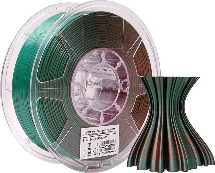 Immagine prodotto eSUN eSilk Mystic PLA Verde Viola Rame Filamento 1,75mm 1Kg (PLA, 1.75 mm, 1000 g, Viola, Verde, Rame)