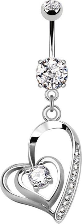Produktbild Star Piercing Banane silber mit Anhänger Herz verdreht Kristall silber (Messing, Chirurgenstahl 316L)