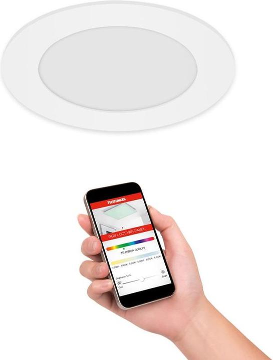 Image du produit Telefunken LED encastrable IP23 dimmable WiFi RGBW 6W 600 lm blanc chaud - blanc lumière du jour rond blanc (600 lm)