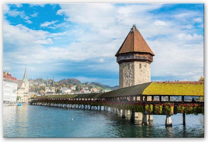 Produktbild Trenddeko Holzbrücke in Luzern (120 x 75 cm)