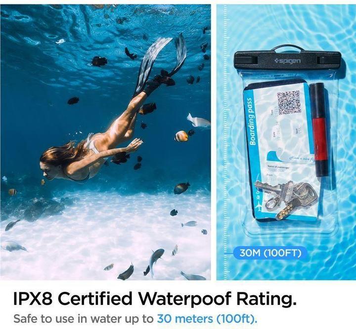 Actual product image Spigen A601 Universal Waterproof Case, Clear (pack of 2) (Universal)