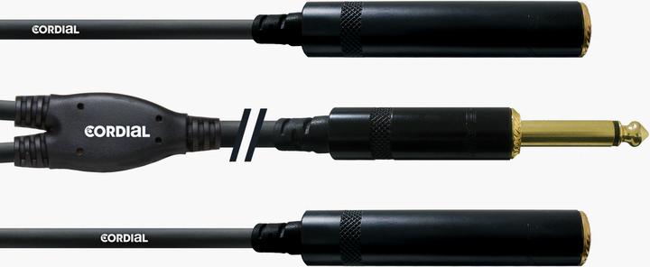 Actual product image Cordial CFY 0.3 PGG - Y-cable 6.3mm mono jack - 2x 6.3mm mono jack socket (0.30 m, 6.3mm jack)