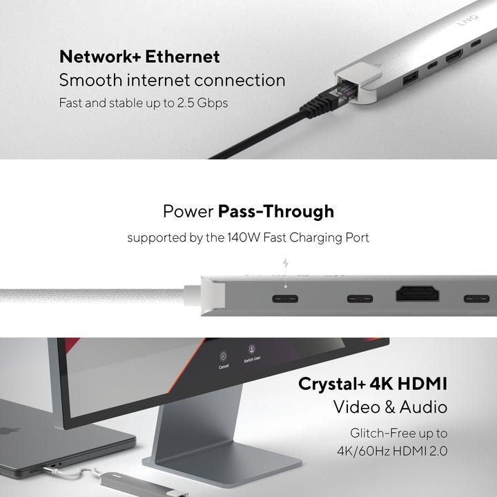 Produktbild LINQ Connects 6in1 PRO USB-C Multiport Hub 140W (USB-C, 6 Ports)