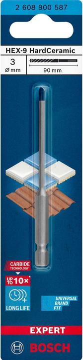 Immagine prodotto Bosch Professional Zubehör Punta Expert HEX-9 HardCeramic, 3 x 90 mm (3 mm)