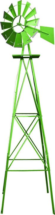 Produktbild Wiltec Windrad mit 245cm Höhe Windmühle in Grün Windspiel Gartendeko Rankhilfe