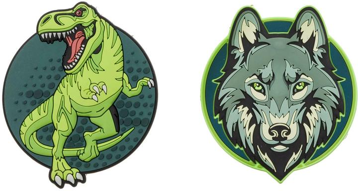 Produktbild Schneiders Badges Dino + Wolf, 2 Stück (Zusätzliche Polsterung)
