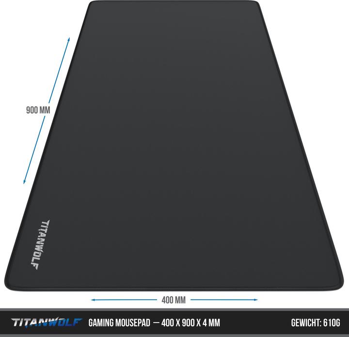 Produktbild Titanwolf Gaming Mauspad, XXL Speed Gaming Mausmatte / Extragrosse Fläche von 900 x 400mm, Logo (Wide)