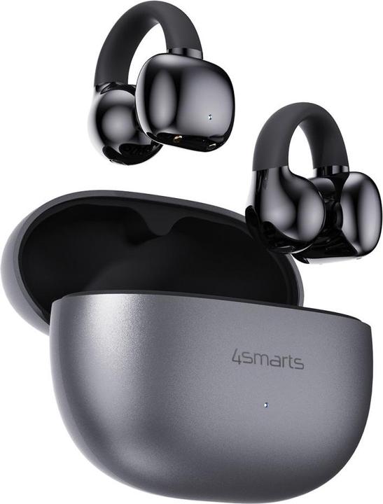 Produktbild 4smarts Open-Ear-Kopfhörer SkyBuds Clip Grau, Detailfarbe: Grau (ANC, 28 h, Kabellos)