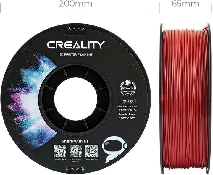 Immagine prodotto Creality Filamento ABS, rosso, 1,75 mm, 1 kg (ABS, 1.75 mm, 1000 g, Rosso)