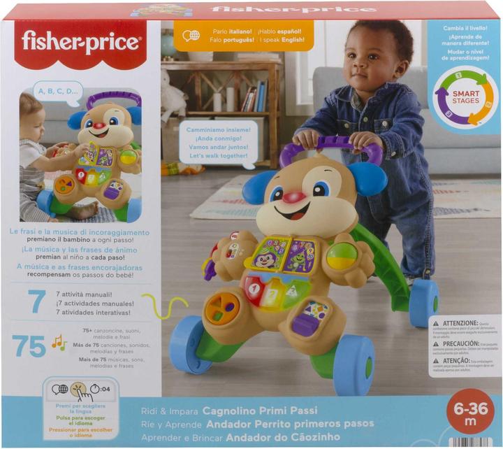 Immagine prodotto Fisher-Price Cagnolino Primi Passi - Ridi & Impara, Edizione multilingue, giocattolo musicale per camminare Gioc