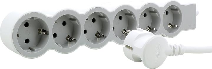 Actual product image Legrand Flat socket strip 6x socket, 3 metre cable white-grey 694565 (6 x, CEE 7/7, 3 m)