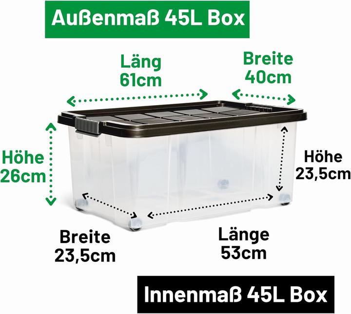 Produktbild Novaliv 8x Aufbewahrungsboxen mit Deckel Gross 45L Anthrazit Nestbar stapelbar mit Clipverschluss Rol (45 l)