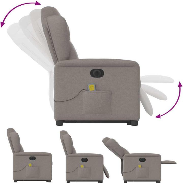 Image du produit VidaXL Fauteuil de massage électrique releveur Taupe Tissu