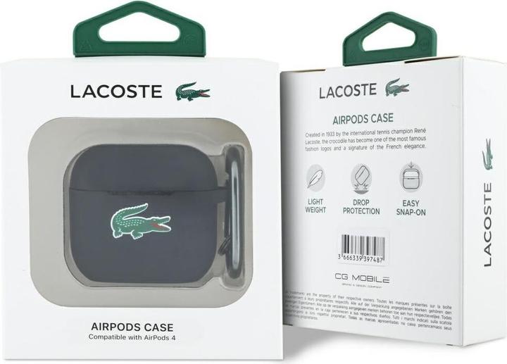 Actual product image Lacoste LCA4SLOK AirPods 4 cover black Silicone Croc Logo