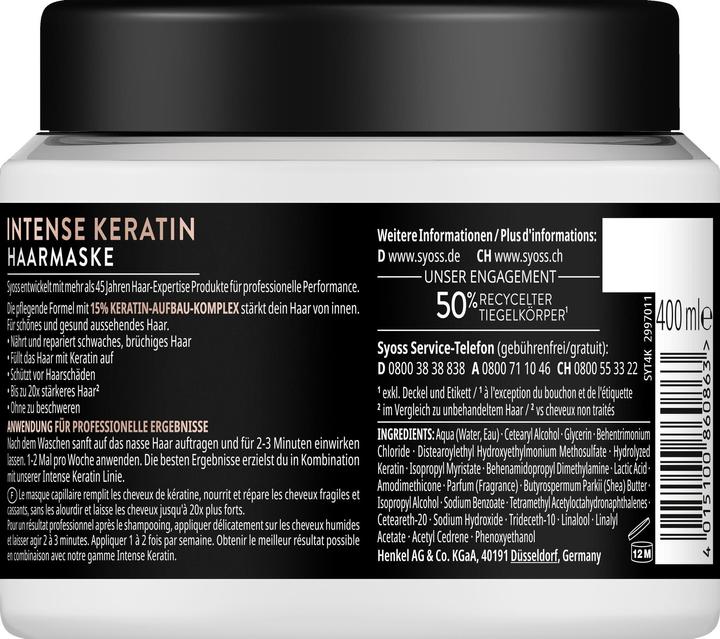 Immagine prodotto Syoss Haarmaske Intense Keratin 400ml (400 ml)