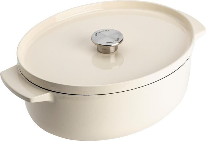 KitchenAid braadpan 30cm - gemailleerd gietijzer - amandel wit - ovaal (30 cm, Casserole + Stewpot, Cast iron)