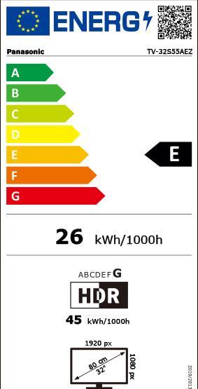 Label énergétique Panasonic TV-32S55AEZ (32", LCD, HD ready, 2024)