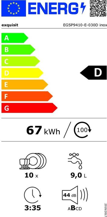 Energy Label Exquisit EXQ EGSP9410-E-030D Dishwasher