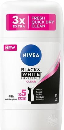 NIVEA Niveaack&White Invisible Clear Antiperspirant Stick 50Ml (Stick, 50 ml)