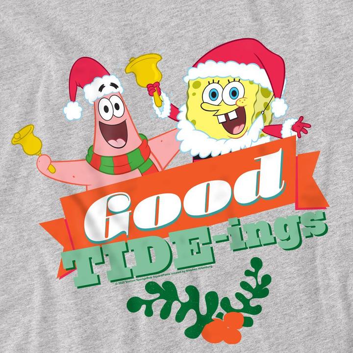 Immagine prodotto Spongebob Squarepants Good Tide-ings Maglietta Natale Patrick Star (Patrick Stella) Babbo Natale Uomo (S)