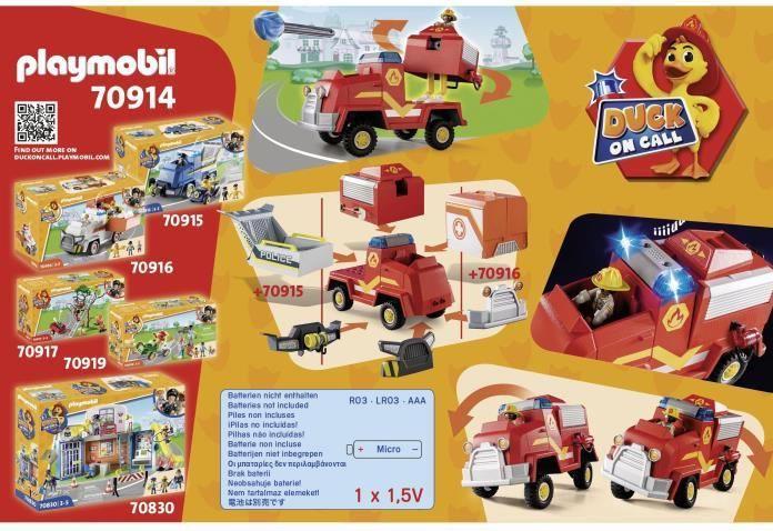 Image du produit Playmobil Véhicule d'intervention des pompiers (70914, Playmobil Duck On Call)