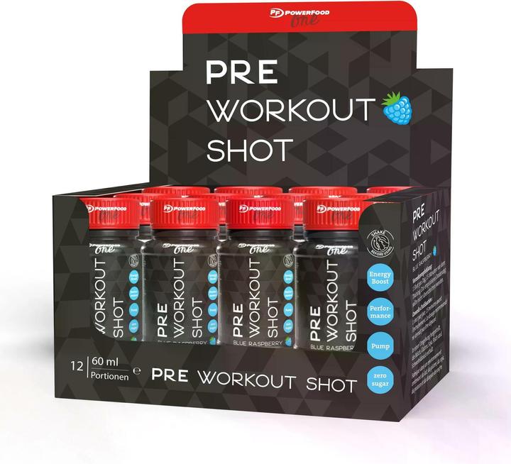 Produktbild PowerFood One Pre-Workout Shot (Brombeere, 12 x)