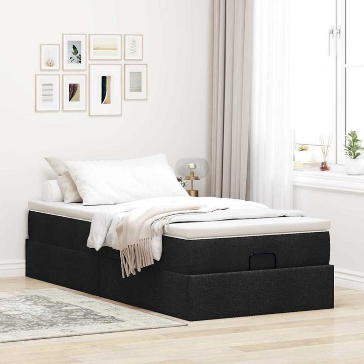 Produktbild VidaXL Ottoman-Bett mit Matratze Schwarz 140x200 cm Stoff (140 x 200 cm)