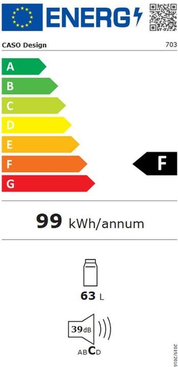 Energie-Label Caso Cooling Outdoor BBQ Cooler Black S-L (Linksanschla