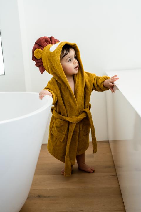 Image du produit Kikadu Peignoir Lion jaune moutarde T. 4-5 (GOTS)