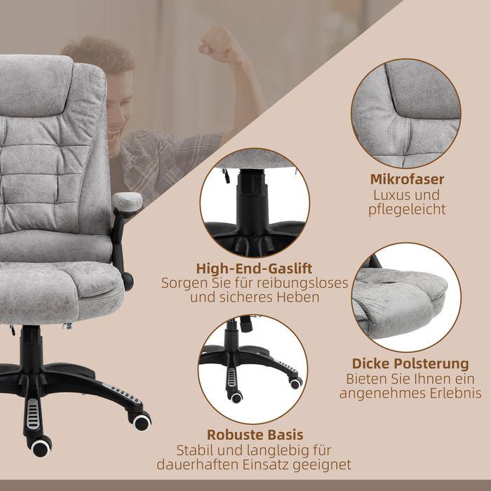 Immagine prodotto Swisshandel24 Sedia da ufficio con funzione massaggio e calore, ergonomica, 6 punti di massaggio, grigia