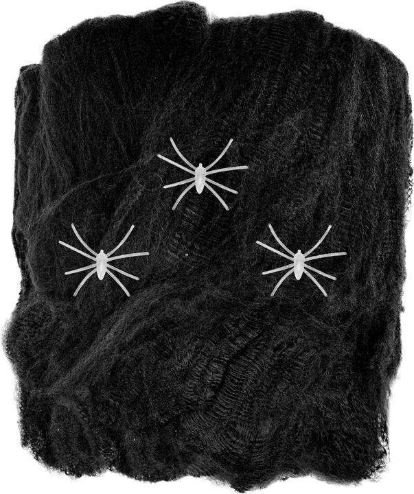 Image du produit Widmann 50g de toile d'araignée noire avec 3 araignées phosphorescentes