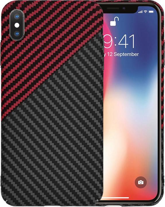 Productafbeelding Techsuit - Carbonite FiberShell - iPhone X / iPhone XS - Red Vortex (Apple iPhone XS, Apple iPhone X)