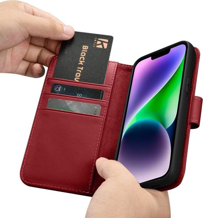 Actual product image iCarer Wallet Case 2 in1 Cover iPhone 14 Plus Anti-RFID Leather Flip Cover Red (WMI14220727-RD) (Apple iPhone 14 Plus)