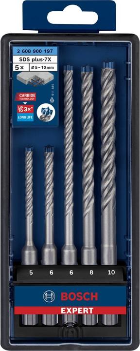 Produktbild Bosch Professional Zubehör EXPERT SDS plus-7X Hammerbohrer-Set, 5/6/6/8/10 mm, 5-tlg. (5.0 mm, 6.0 mm, 10.0 mm, Ø 8.0 mm)
