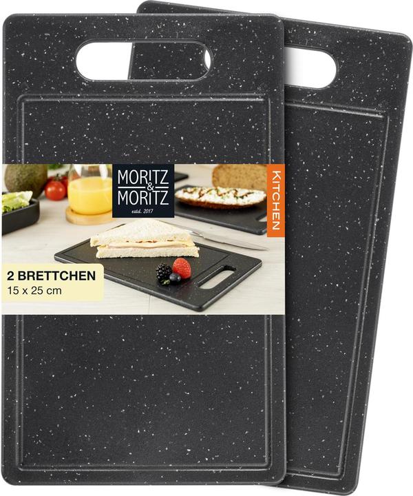 Immagine prodotto Moritz & Moritz 2X Taglieri in plastica con scanalatura per il succo in look granito - 25 x 15 cm