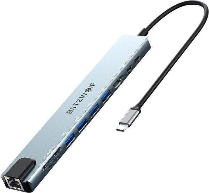 BlitzWolf Docking station BW-TH5 10in1 USB-C (silver) (USB-C, 10 Ports)