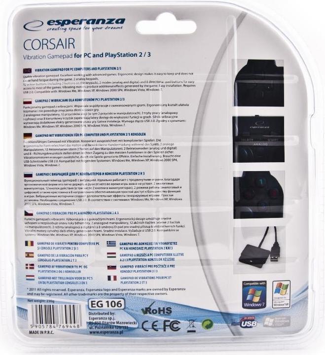Actual product image Esperanza EG106 control panel, PS2 (PS3, PC)