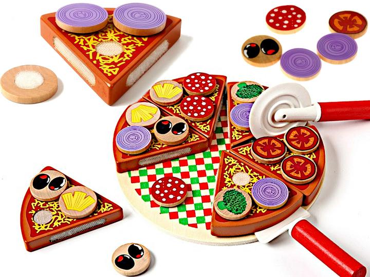 Ikonka Pizzaspielset aus Holz mit Zubehör