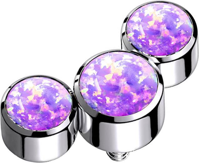Produktbild Star Piercing Dermal Anchor silber drei Opale violett (Titan G23, ohne Messing)