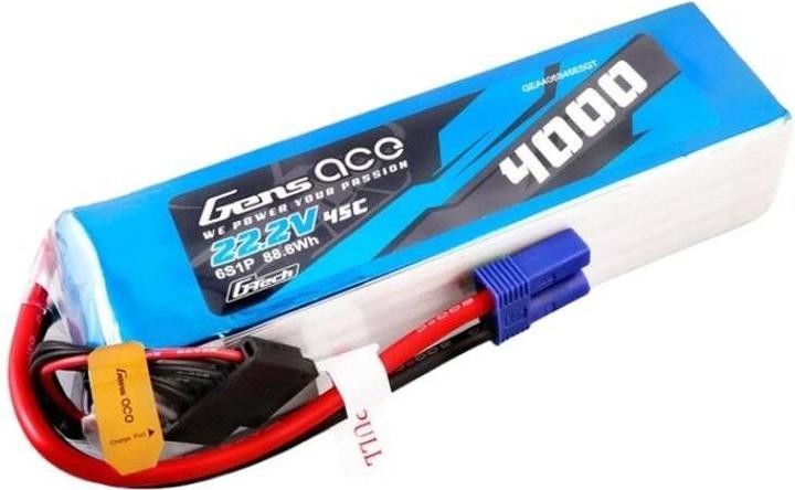 Actual product image Gens Ace G-Tech 4000mAh 22.2V 45C 6S1P Lipo Battery Pack with EC5 plug (22.20 V, 4000 mAh)