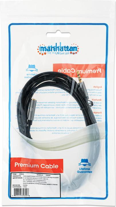 Immagine prodotto Manhattan Cavo di prolunga audio Aux / jack (3 m, Connettore da 3,5 mm (AUX))