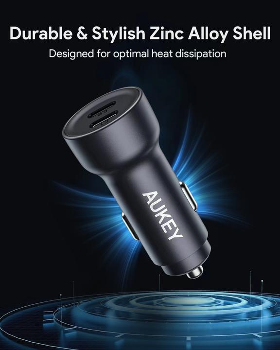 Image du produit Aukey Wall charger CC-Y23, 2xUSB-C, 65W (black)