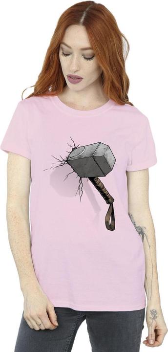 Actual product image Marvel Womens/Ladies Thor Hammer Crack Cotton Boyfriend T-Shirt (L)