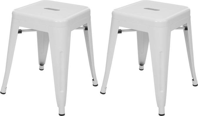 Image du produit Swisshandel24 2x tabouret HWC-A73, tabouret métallique, métal design industriel empilable blanc